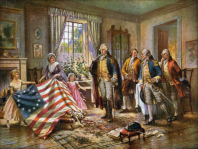 Betsy Ross with Washington The American Almanac-min